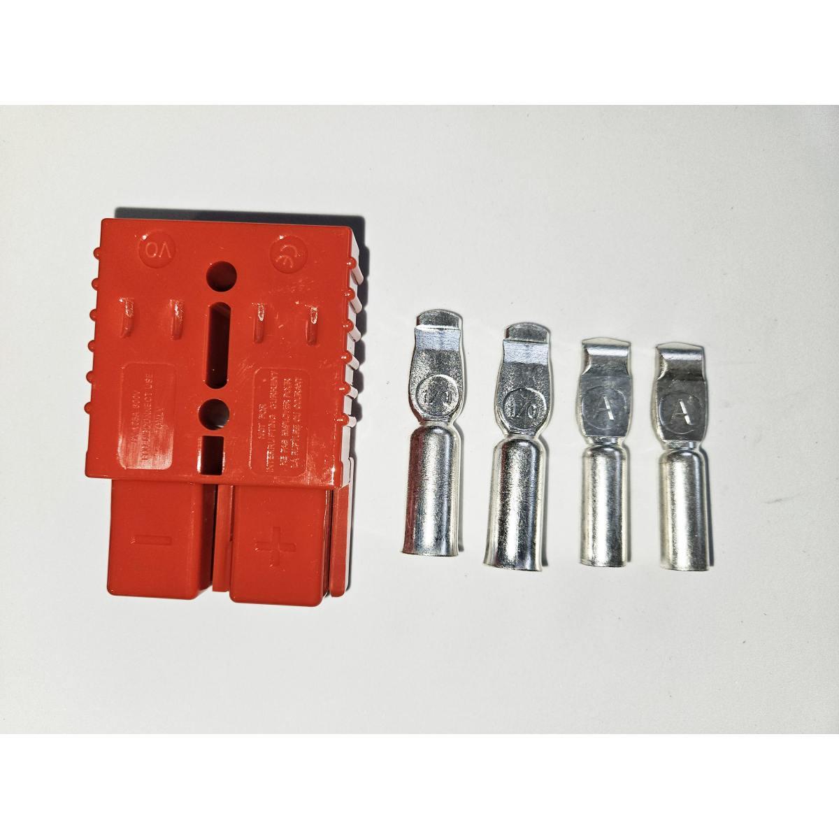 CONNETTORE BIPOLARE SB 175 ROSSO CON 2 CAPICORDA PER CAVO DA 25 mmq e 2 CAPICORDA PER CAVO DA 50 mmQ 175A 150 V MAX 79,4X55,6X25,4 (Conf. da 1 pz)