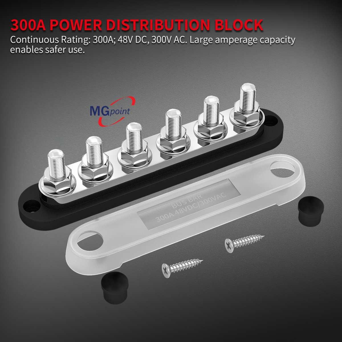 Bus bar 6 poli m10 - con coperchio base rossa 300 amp