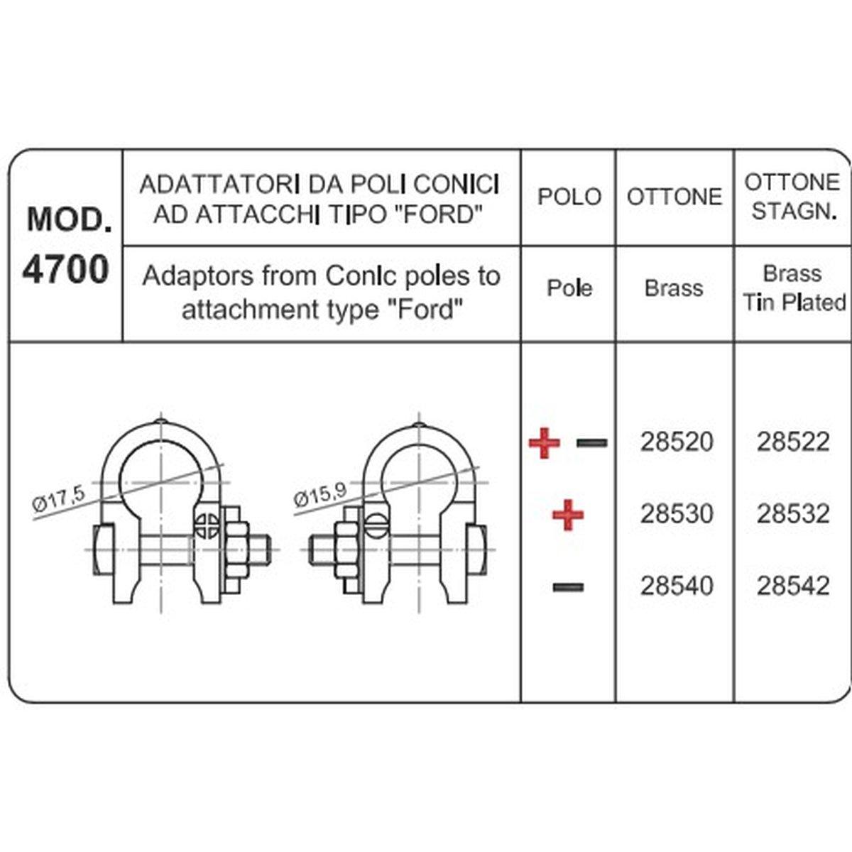 MORSETTO ADATTATORE TIPO FORD POSITIVO STAGNATO  ( Conf. da 10 pz )