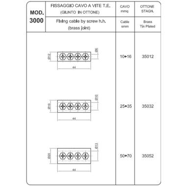 GIUNTO IN OTTONE 4 VITI T.E. CAVO 10-16 MMQ STAGNATO ( Conf. da 10 pz )