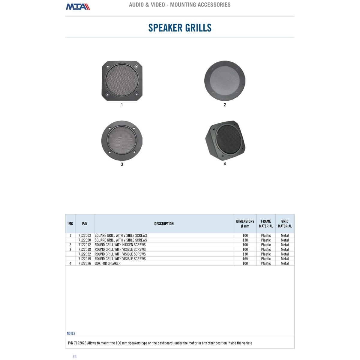 MTA - Adjustable box for speaker 100 mm  ( Conf. Da 1 pz )