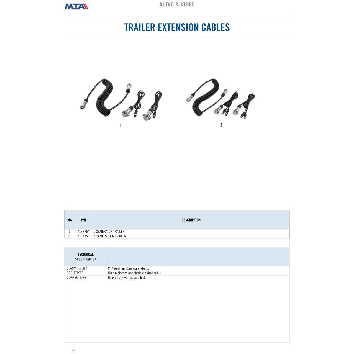 MTA - Trailer extension kit double camera  ( Conf. Da 1 pz )